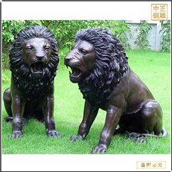 園林廣場(chǎng)青銅看門(mén)獅子雕塑
